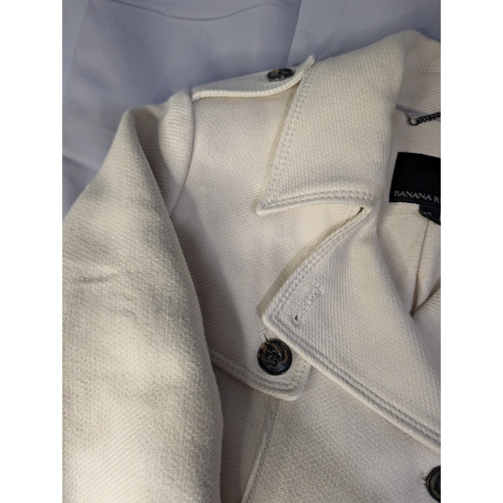 Banana Republic Ivory Moto Jacket Womens S Cotton Knit Structured Career NO Belt - Picture 4 of 12